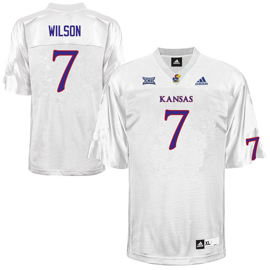 Men #7 Trevor Wilson Kansas Jayhawks College Football Jerseys Sale-White - Click Image to Close